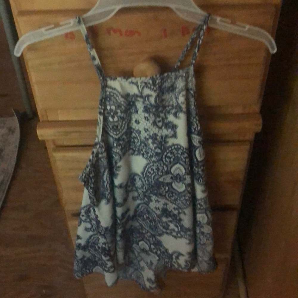 Blue and white dressy tank top